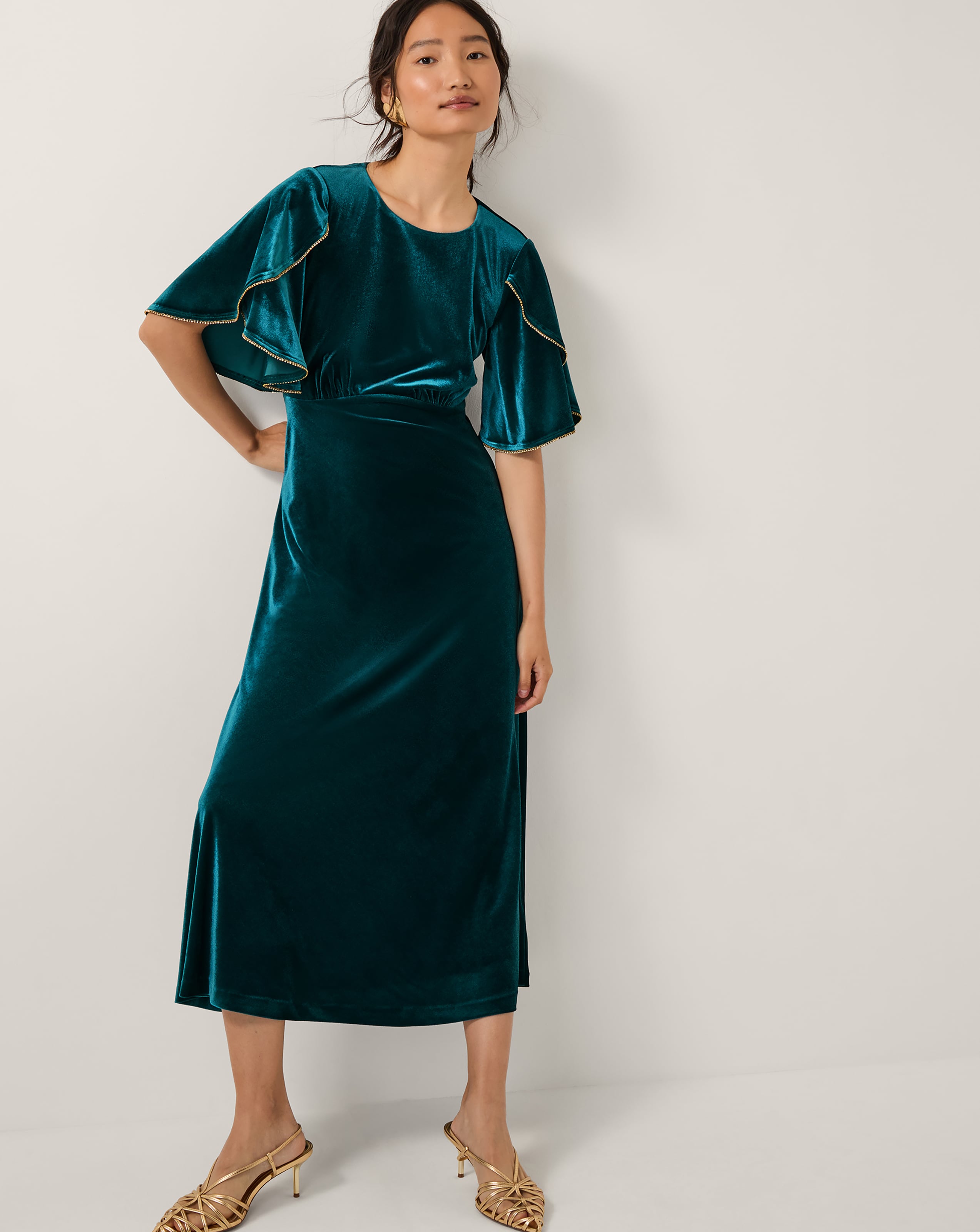Monsoon Cecelia Velvet Cape Midi Dress