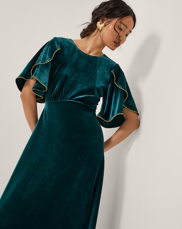 Monsoon Cecelia Velvet Cape Midi Dress