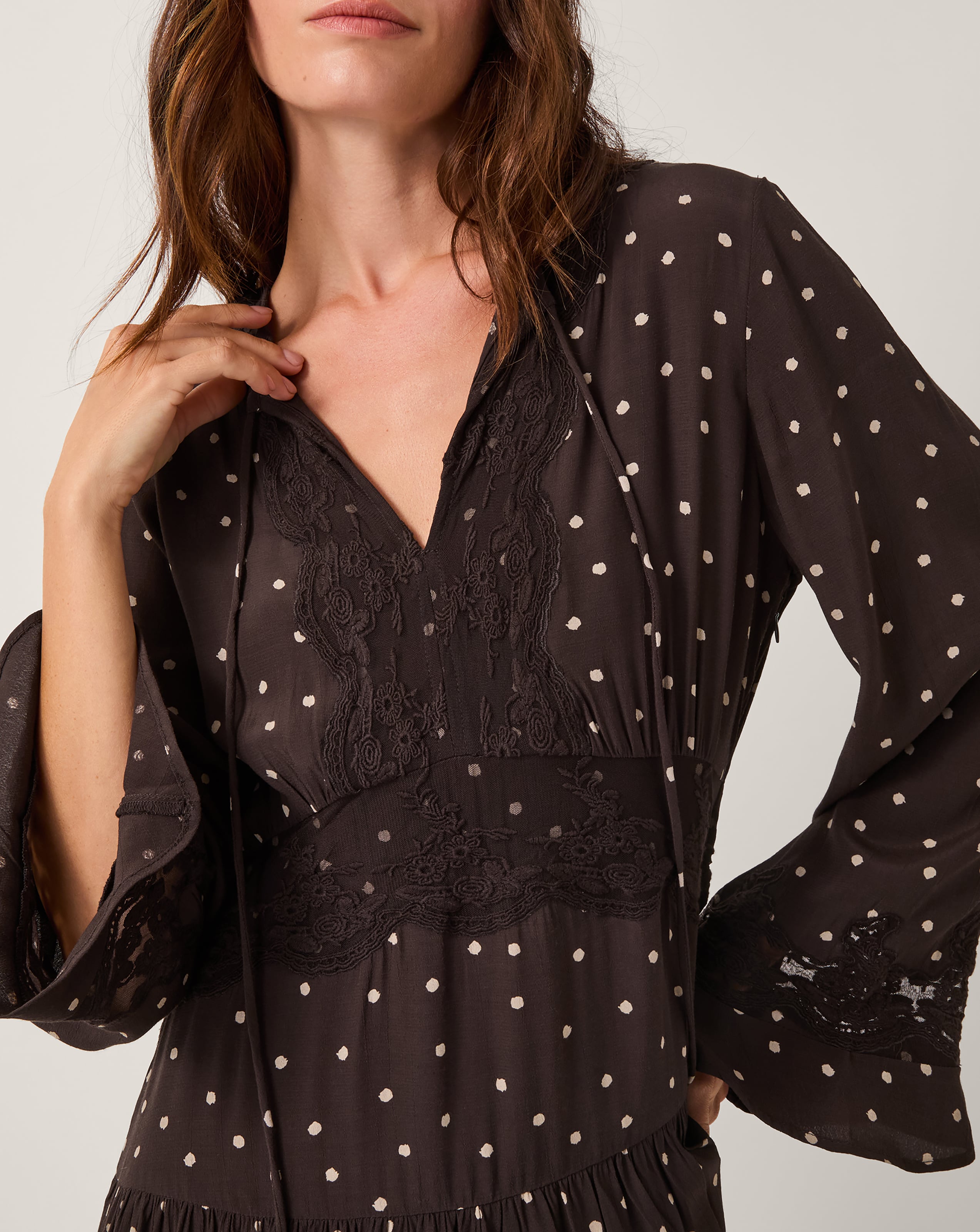 Monsoon Mackie Polka Dot Lace Midi Dress | Simply Be