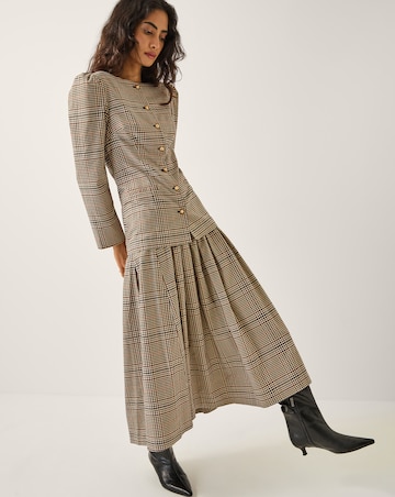 Monsoon Carmen Check Pleat Midi Skirt