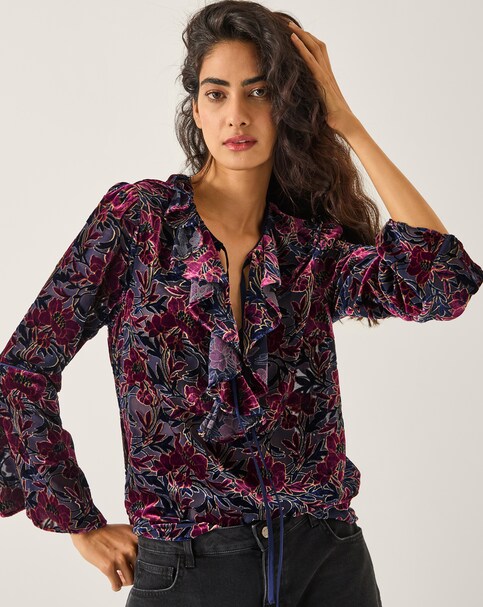 Monsoon Milena Ruffle Blouse - Purple