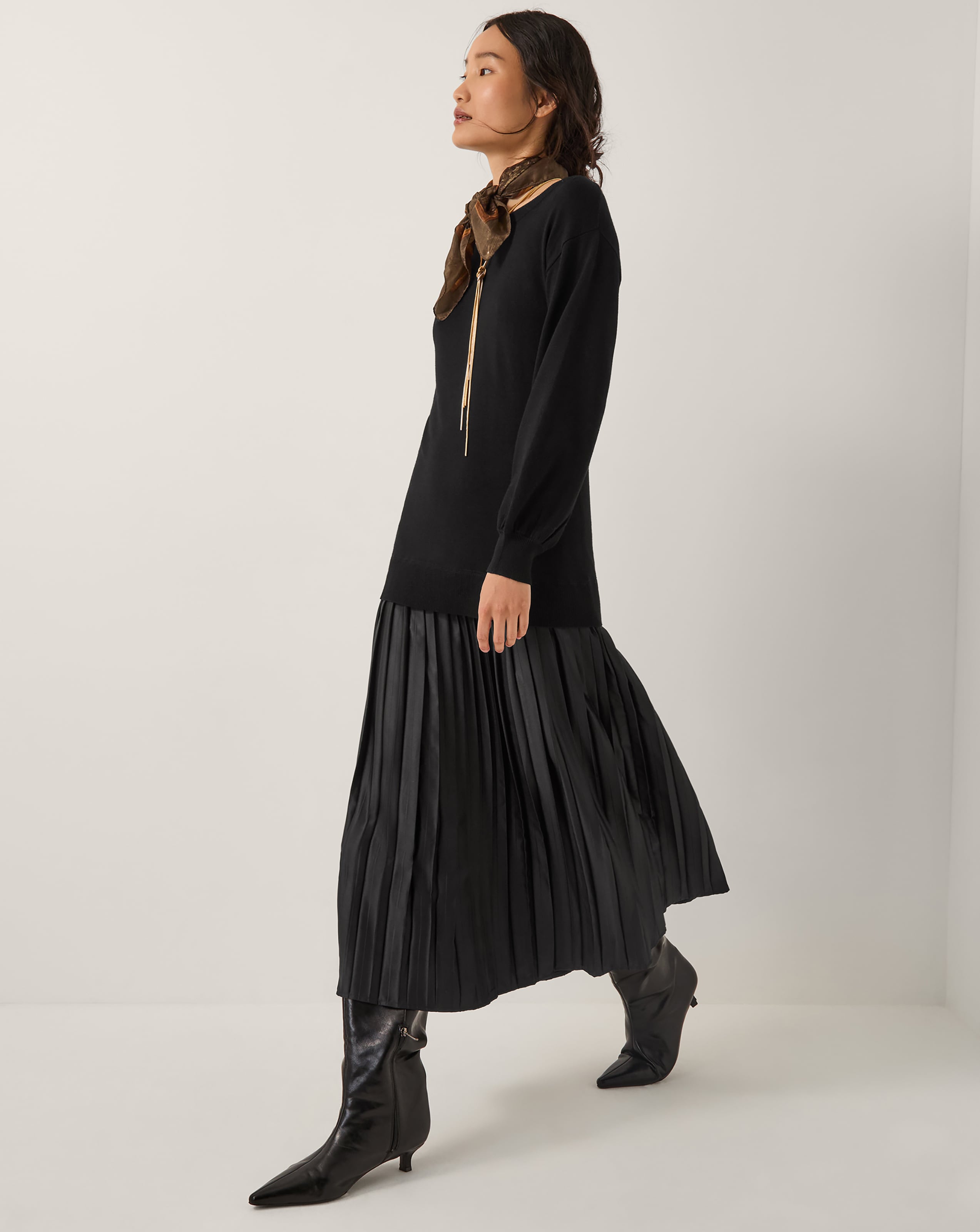 New In - Monsoon Fia Jumper Pleated Midi Dress