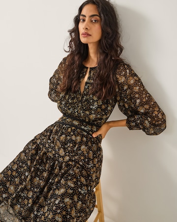 Monsoon Clara Dotwork Print Midi Dress