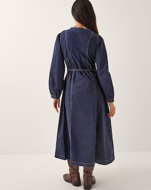 Monsoon Vivian Button Denim Midi Dress - Image 2
