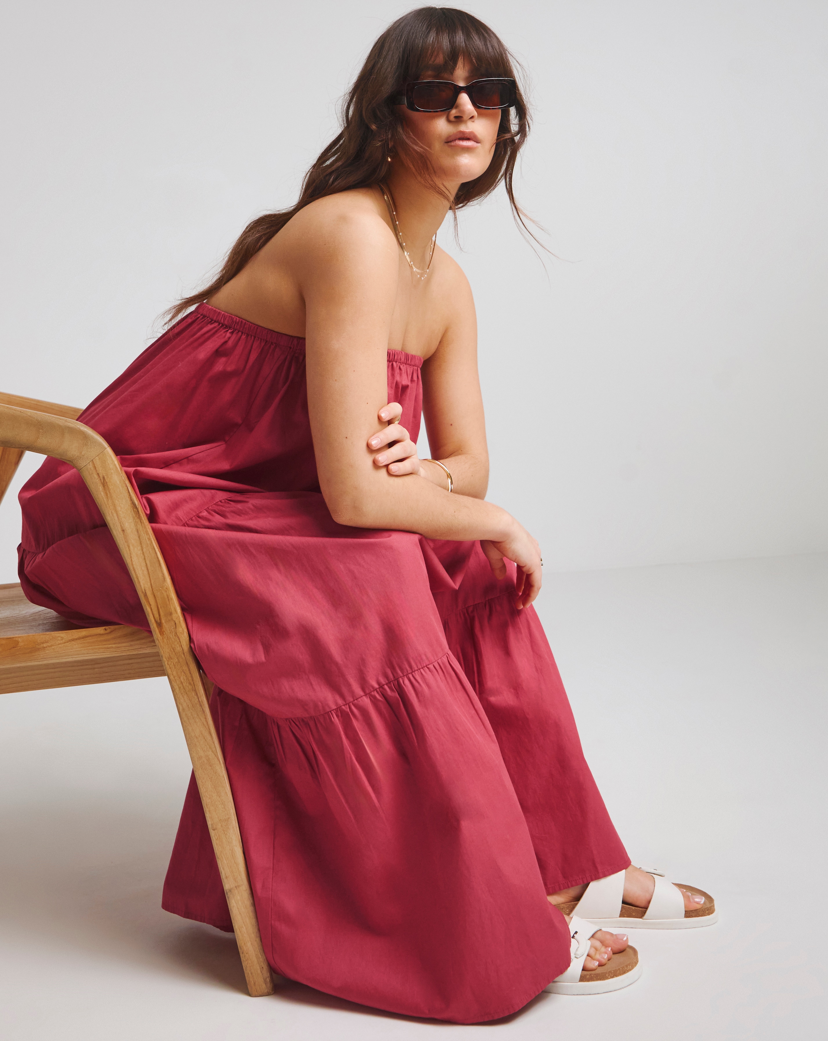 Native Youth Bandeau Tiered Maxi Dress