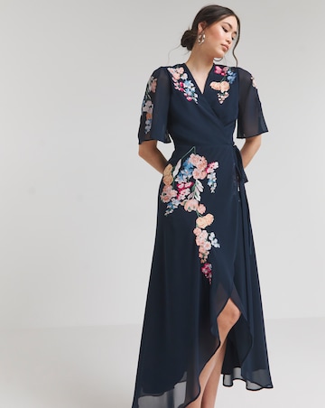 embroidered wrap maxi dress Delfina Maxi Dress Natural / XS