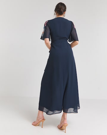 hope and ivy navy embroidered dress The Hana main image 0