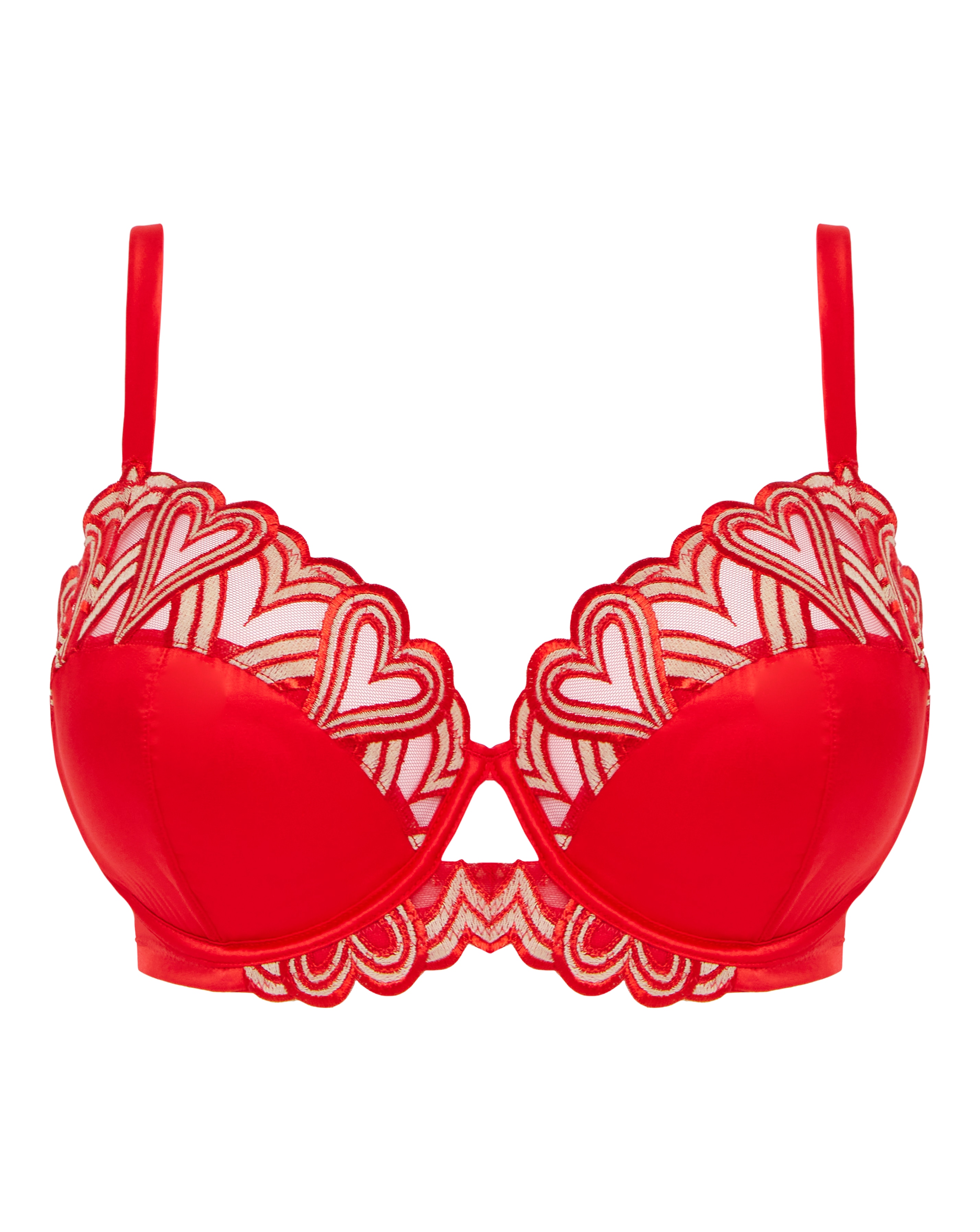 Figleaves Curve  Curve Siren Satin 1/2 Bra In Red | UK Size 38B Women's