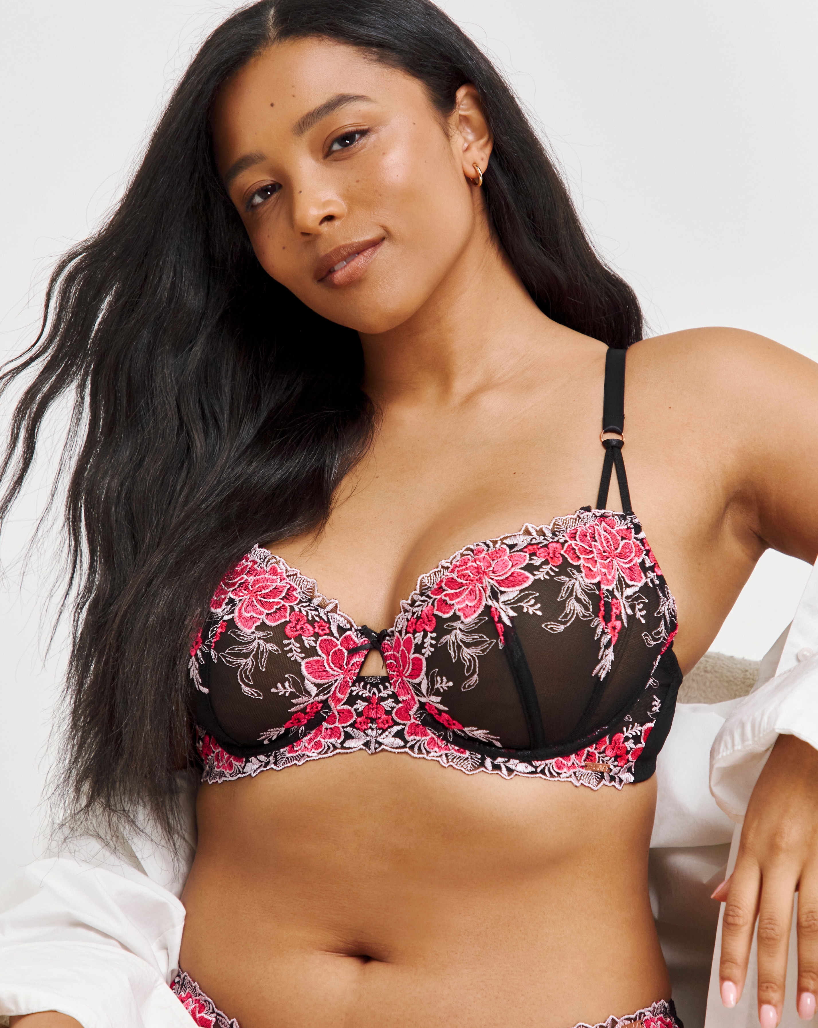 Figleaves Curve Plus Size Curve Neon Floral Balcony Bra In Neon | UK Size 40B Women's