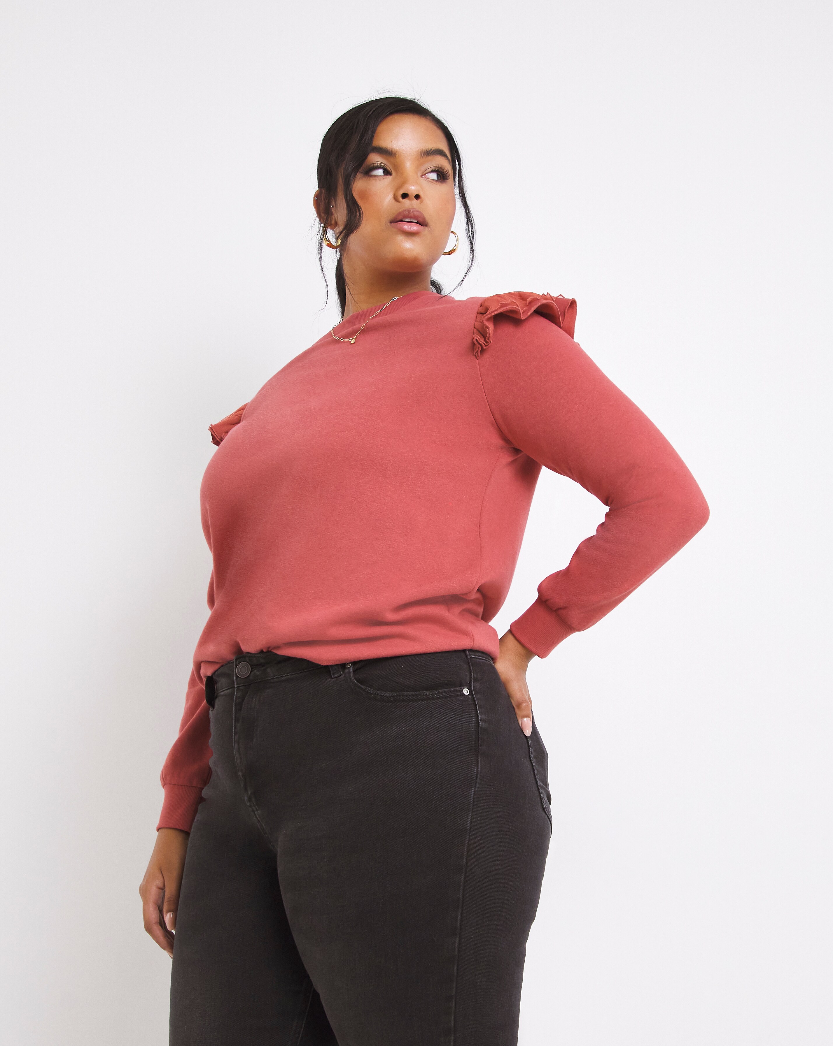 Rose Organza Frill Sweatshirt