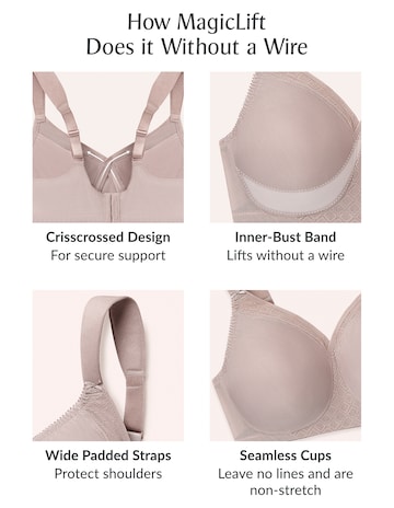 Glamorise Magiclift Seamless Support Wire-Free T-Shirt Bra - Cafe - Curvy