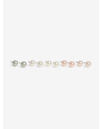 Mood Coloured Pearl Stud Earrings - Pack Of 5
