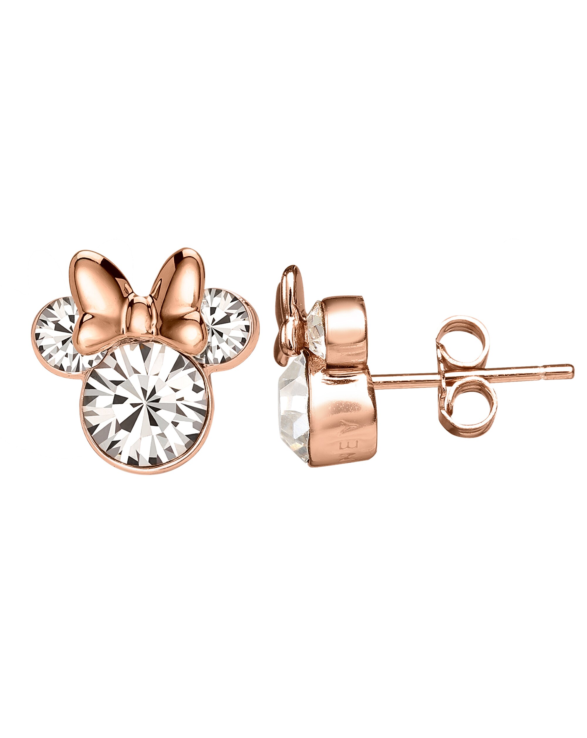 Minnie Mouse Silver Earrings - Rose Gold