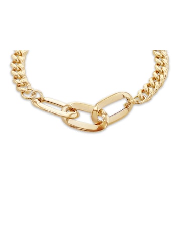 9ct Yellow Gold Curb Station Bracelet