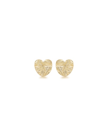 9ct Yellow Gold Textured Heart Earrings