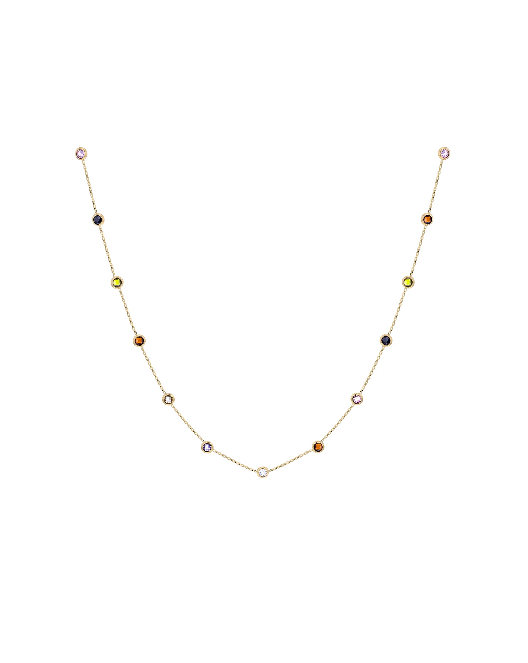 9ct Yellow Gold Multi Round CZ Necklace