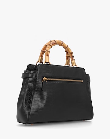 Guess Sibel Black Bamboo Top Handle Satchel Bag
