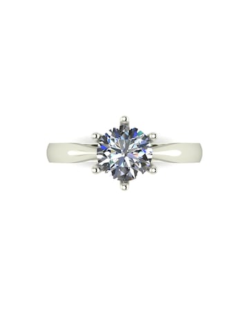 9ct White Gold 1ct eq Moissanite Solitaire Ring