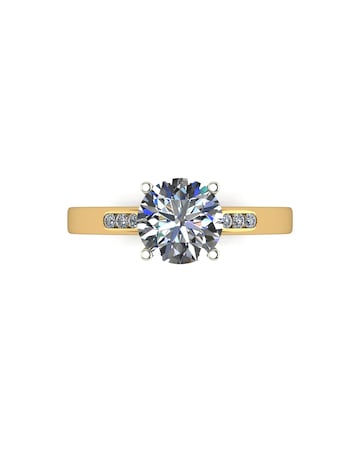 9ct Yellow Gold 1.35ct eq total Moissanite Solitaire Ring