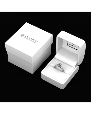 9ct White Gold 2ct eq total Moissanite Solitaire Ring