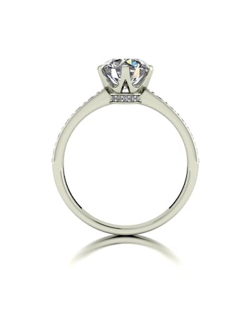 9ct White Gold 2ct eq total Moissanite Solitaire Ring