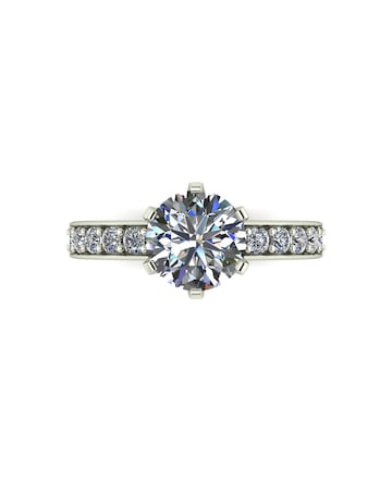 9ct White Gold 2ct eq total Moissanite Solitaire Ring