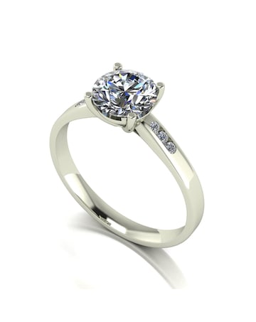 9ct White Gold 1.35ct eq total Moissanite Solitaire Ring