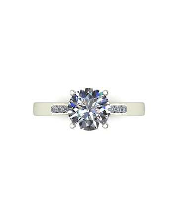 9ct White Gold 1.35ct eq total Moissanite Solitaire Ring