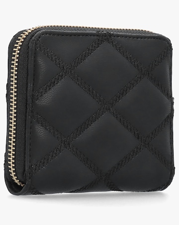 Guess Tamsin Quilted Small Black Zip Around Purse