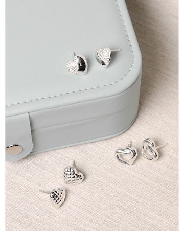 Simply Silver Sterling Silver 925 Polished Woven Open Heart Stud Earrings
