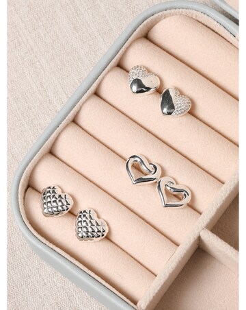 Simply Silver Sterling Silver 925 Polished Woven Open Heart Stud Earrings