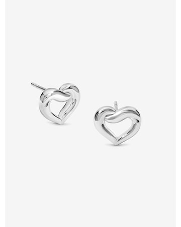 Simply Silver Sterling Silver 925 Polished Woven Open Heart Stud Earrings