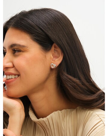 Simply Silver Sterling Silver 925 Polished Woven Open Heart Stud Earrings