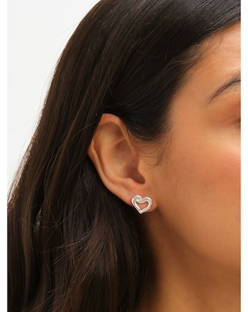 Simply Silver Sterling Silver 925 Polished Woven Open Heart Stud Earrings