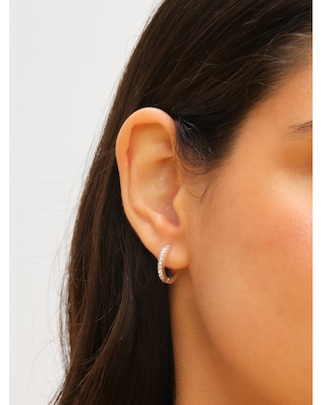 Jon Richard Platinum Plated Stainless Steel Crystal Huggie Hoops