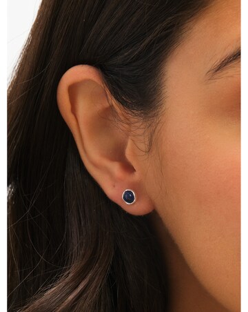 Simply Silver Sterling Silver 925 Polished and Semi Precious Lapis Studs