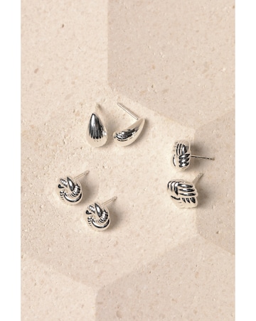 Simply Silver Sterling Silver 925 Polished Ridged Dome Earrings