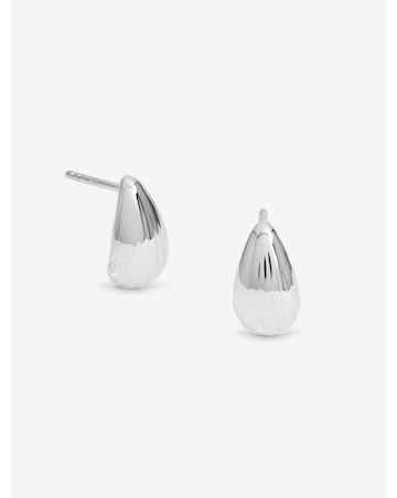 Simply Silver Sterling Silver 925 Polished Ridged Dome Earrings