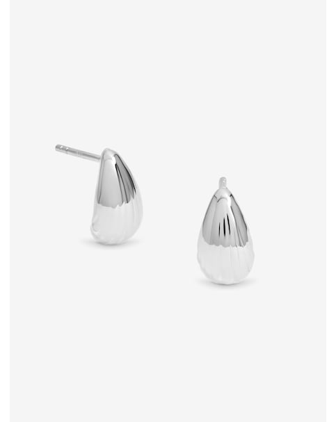 Simply Silver 925 Ridged Dome Earrings