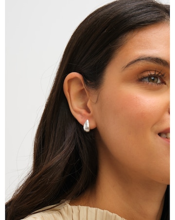 Simply Silver Sterling Silver 925 Polished Ridged Dome Earrings