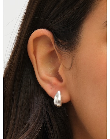 Simply Silver Sterling Silver 925 Polished Ridged Dome Earrings