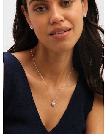 Simply Silver Sterling Silver 925 Polished and Micro Pave Pendant - Gift Pouch