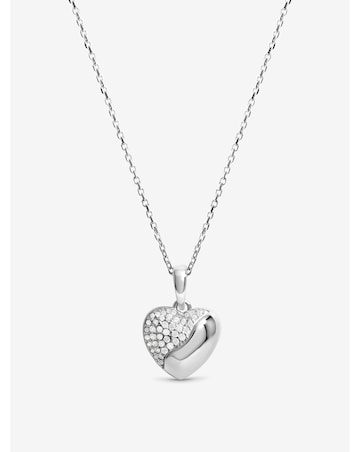 Simply Silver Sterling Silver 925 Polished and Micro Pave Pendant - Gift Pouch