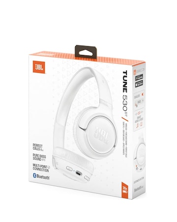 JBL Tune 530BT On-Ear Bluetooth Pure Bass Wireless Headphones - White