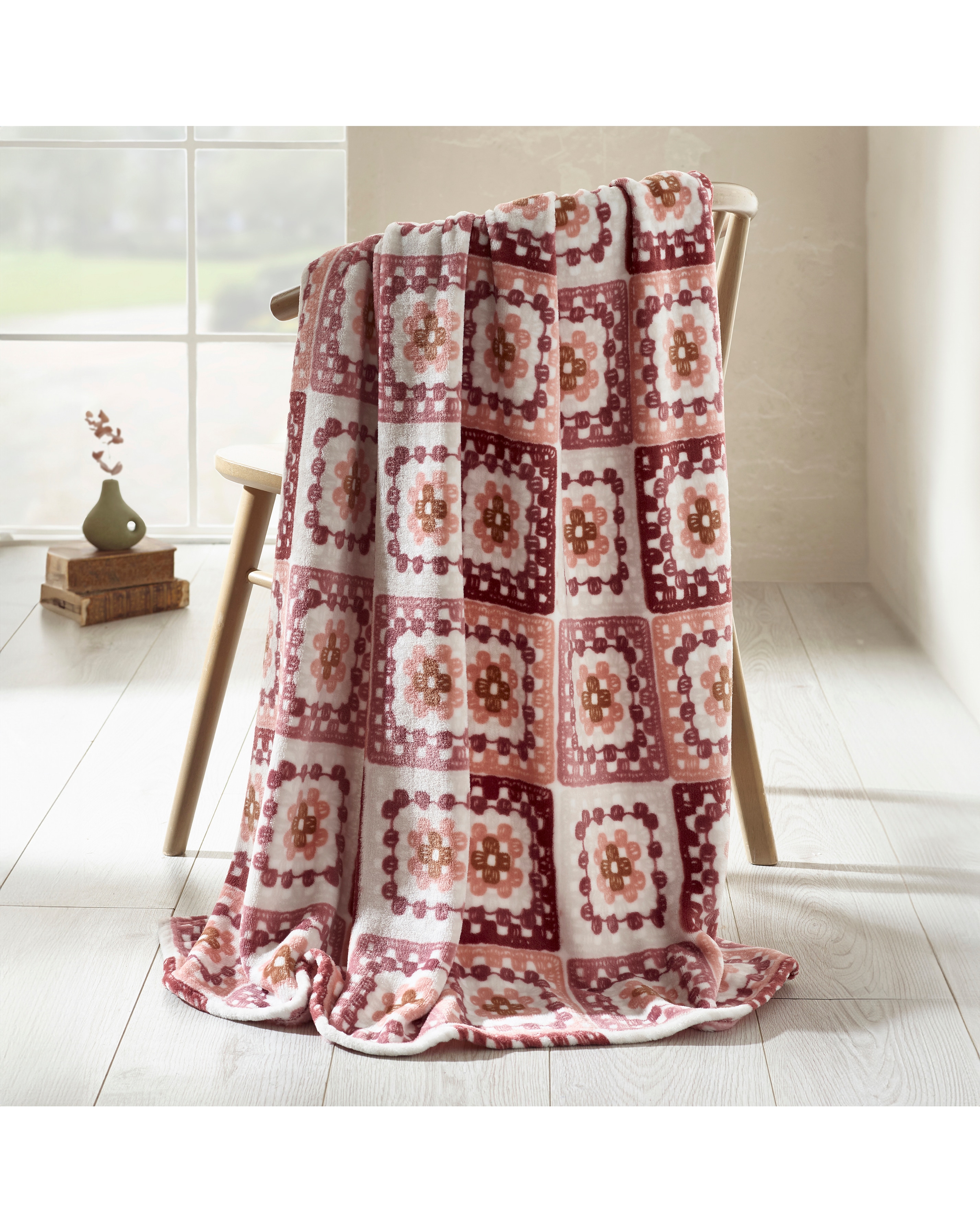 Catherine Lansfield Crochet Print Throw