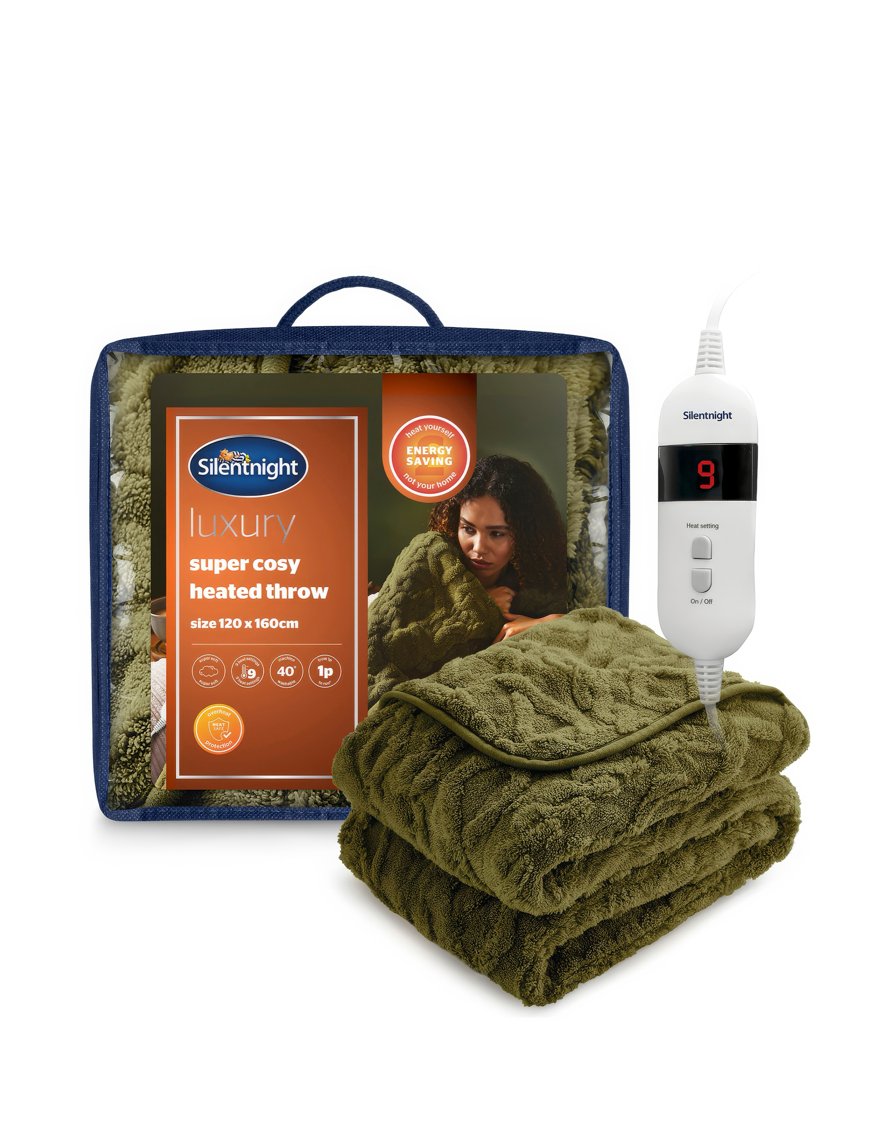 New In - Silentight Heated Throw - Forest Green