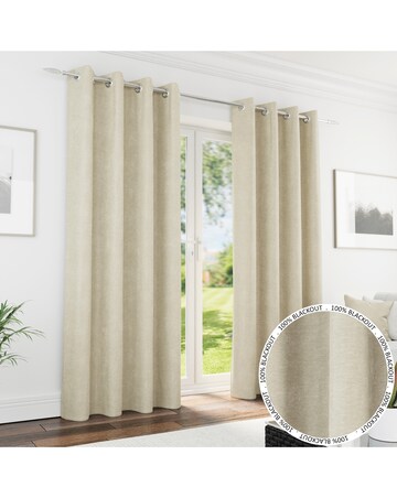 Knightsbridge Chenille Black Out Eyelet Curtains