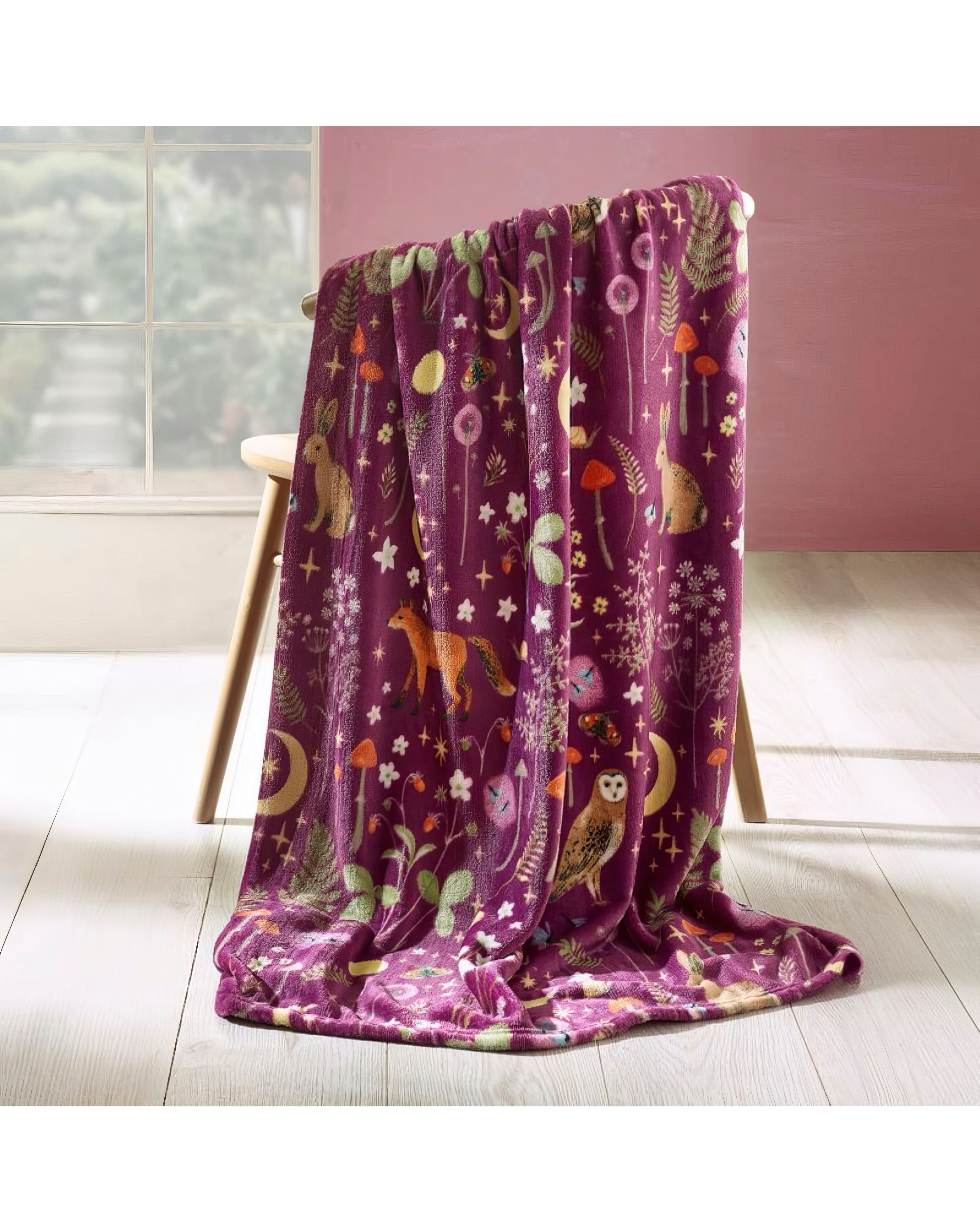 Catherine Lansfield Fleece Throw Plum
