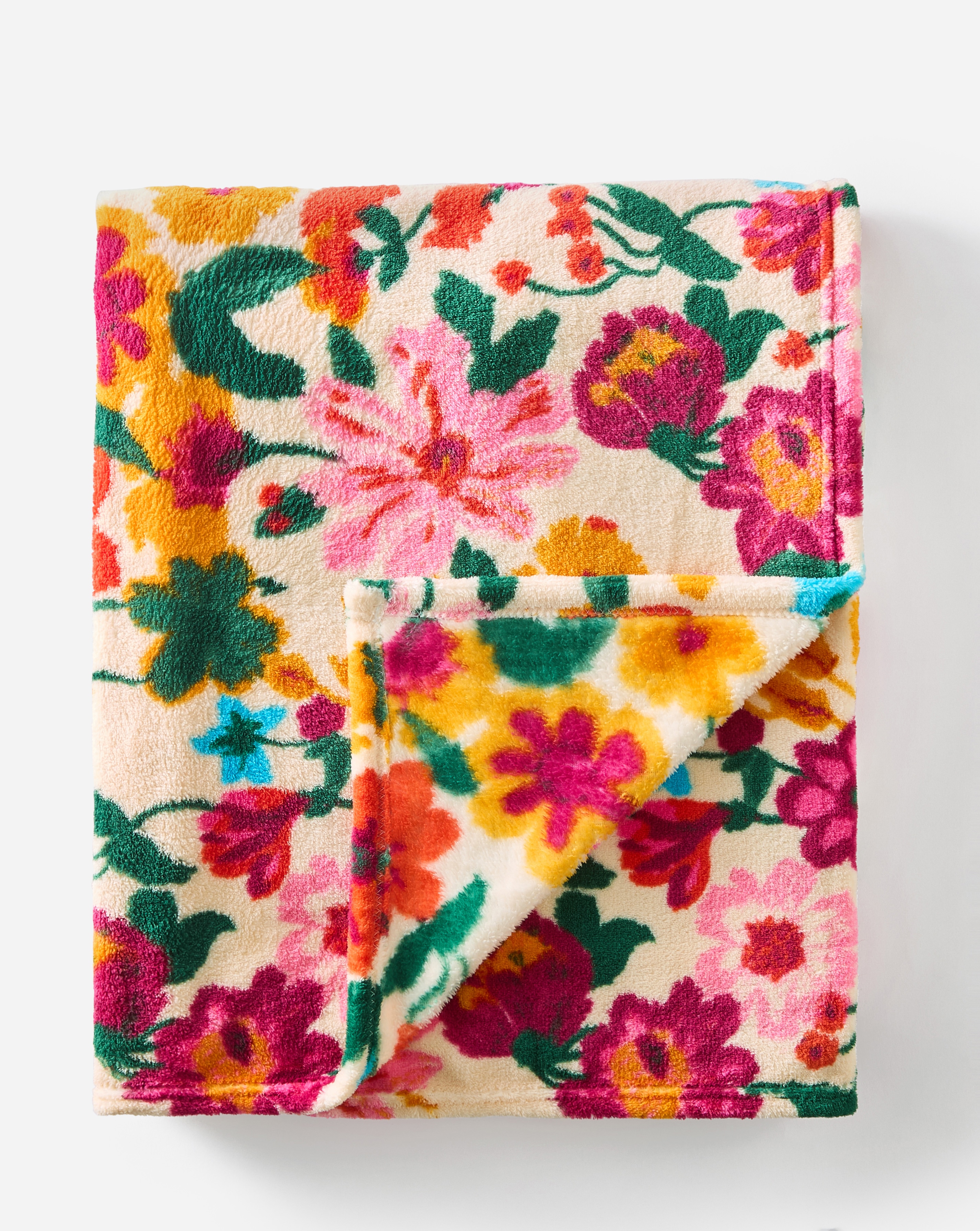 New In - Gardenia Floral Printed Fleece Throw