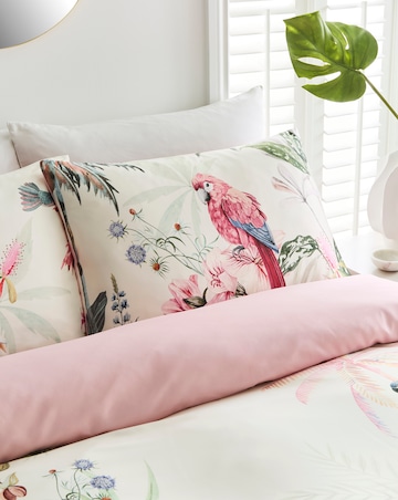 Tropical Floral Bird Satin Duvet Cover Set